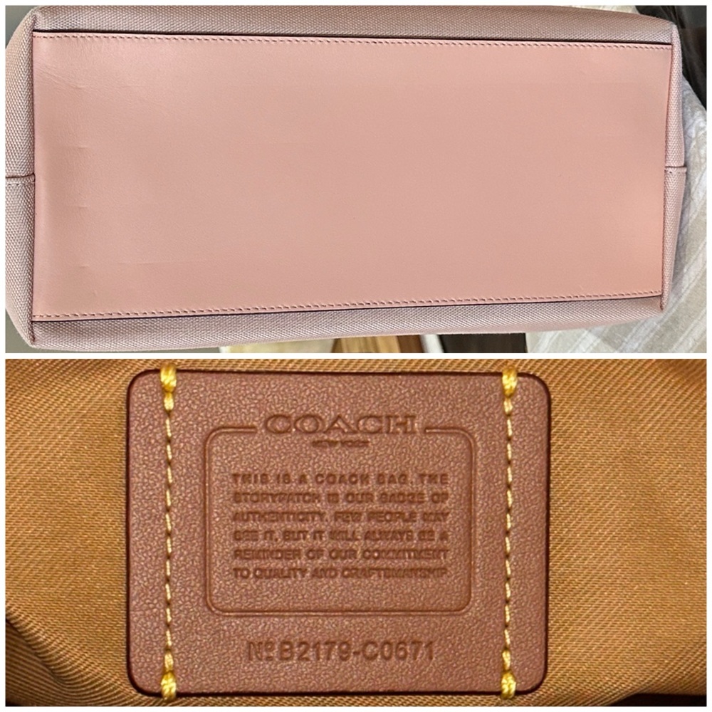 COACH Horse & Carriage Jacquard City Tote w/Leather Trim in Blush Pink, NWOT - Picture 7 of 16